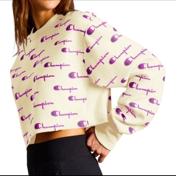 Champion Womens Reverse Weave Crop Cut Off Crewneck Sweatshirt NWT - Picture 1 of 8